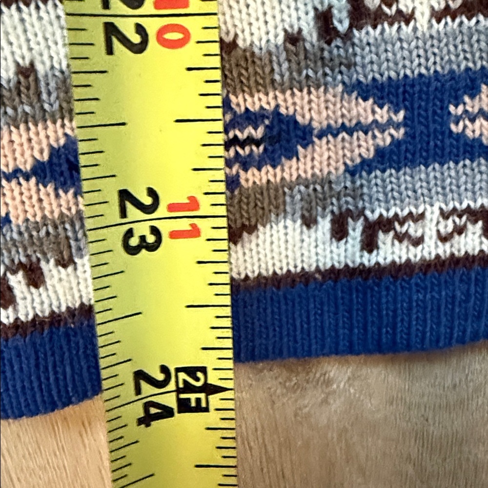Vintage Kookai France Geometric Blue Pink White Mock Turtleneck Sweater small - Picture 5 of 5